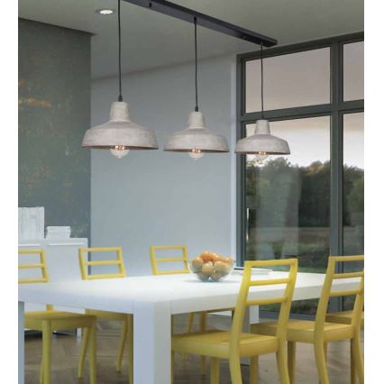 Zambelis 1653 - Lampa wisząca na linkę 3xE27/40W/230V beton