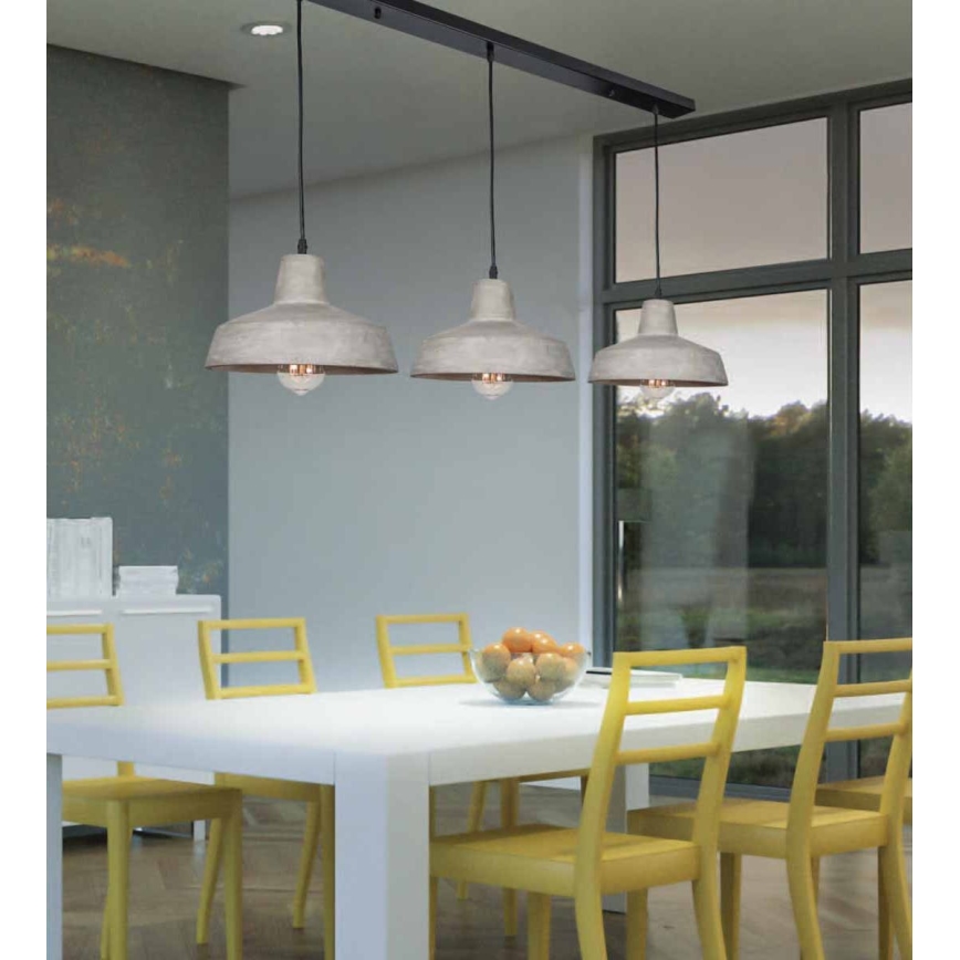Zambelis 1653 - Lampa wisząca na linkę 3xE27/40W/230V beton