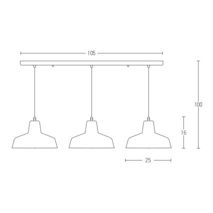 Zambelis 1653 - Lampa wisząca na linkę 3xE27/40W/230V beton