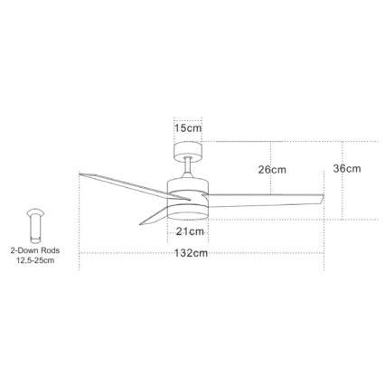 Zambelis 19134 - Wentylator sufitowy LED LED/15W/230V 3000/4000/6000K matowy chrom + pilot zdalnego sterowania