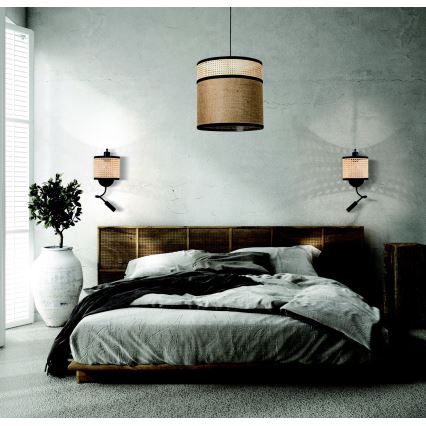 Zambelis 20355 - LED Kinkiet 1xE27/40W + LED/3W/230V rattan
