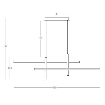 Zambelis 22022 - LED Żyrandol ściemnialny na lince LED/41W/230V złoty