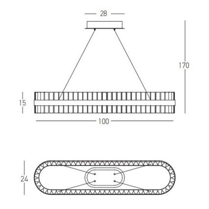 Zambelis 22041 - LED Żyrandol ściemnialny na lince LED/68W/230V złoty