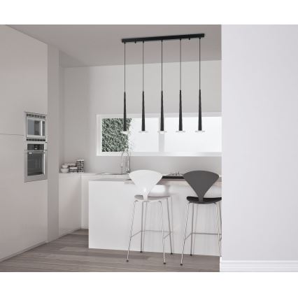 Zambelis 22112 - Regulowany żyrandol LED na linkach 5xLED/3W/230V CRI90 czarny