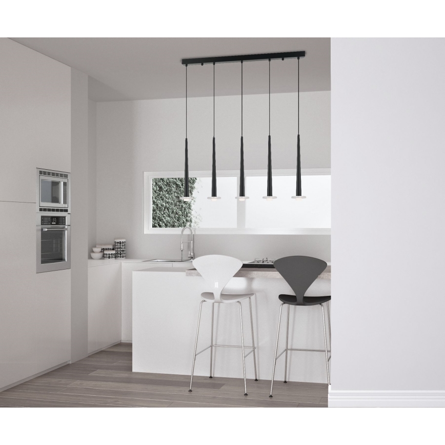 Zambelis 22112 - Regulowany żyrandol LED na linkach 5xLED/3W/230V CRI90 czarny