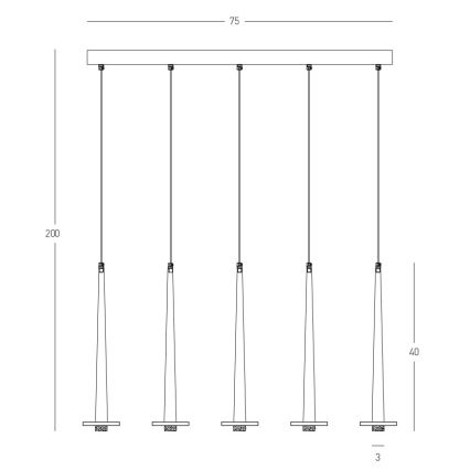 Zambelis 22112 - Regulowany żyrandol LED na linkach 5xLED/3W/230V CRI90 czarny