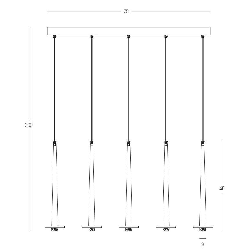 Zambelis 22112 - Regulowany żyrandol LED na linkach 5xLED/3W/230V CRI90 czarny
