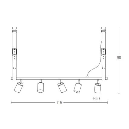 Zambelis 22224 - Żyrandol na lince 5xGU10/25W/230V