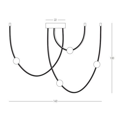 Zambelis 22247 - LED Żyrandol ściemnialny na lince LED/42W/230V czarne