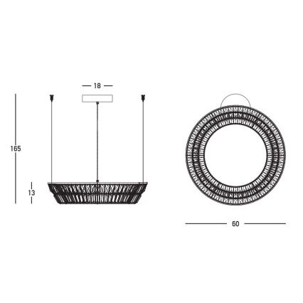 Zambelis 23046 - LED Ściemnialna kryształ żyrandol na lince LED/38W/230V CRI 90 3000K śr. 60 cm mosiądz