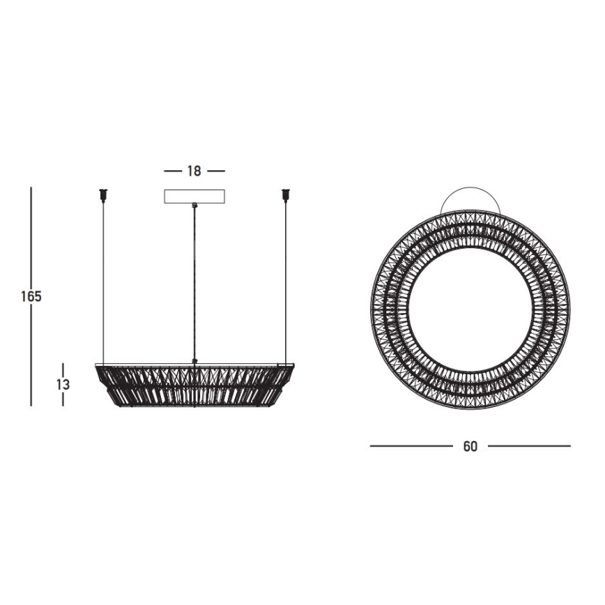 Zambelis 23046 - LED Ściemnialna kryształ żyrandol na lince LED/38W/230V CRI 90 3000K śr. 60 cm mosiądz