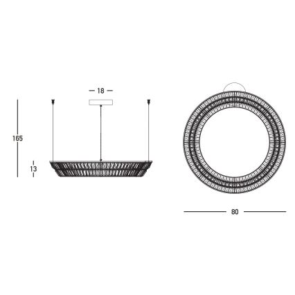 Zambelis 23048 - LED Ściemnialna kryształ żyrandol na lince LED/55W/230V CRI 90 3000K śr. 80 cm mosiądz