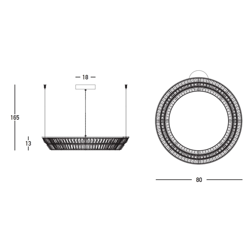 Zambelis 23048 - LED Ściemnialna kryształ żyrandol na lince LED/55W/230V CRI 90 3000K śr. 80 cm mosiądz