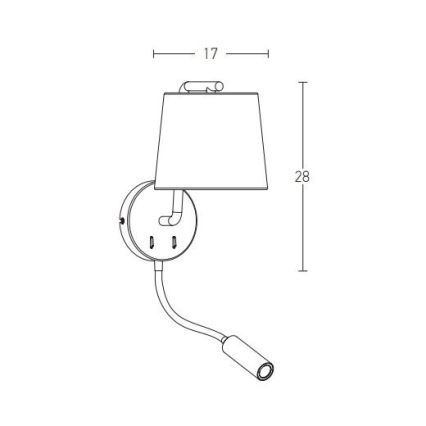 Zambelis H57 - LED Kinkiet LED/3W + 1xE27/40W/230V czarne