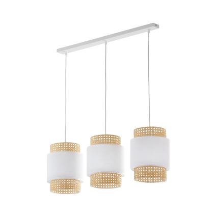 Zamienny abażur do lampy stołowej i żyrandola BOHO E27 śr. 20 cm rattan/biały