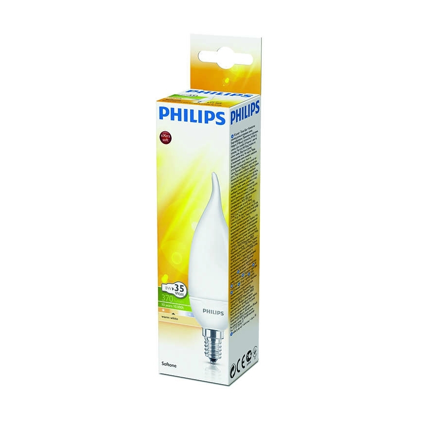 Żarówka energooszczędna Philips E14/8W/230V - SOFTONE CANDLE BENT
