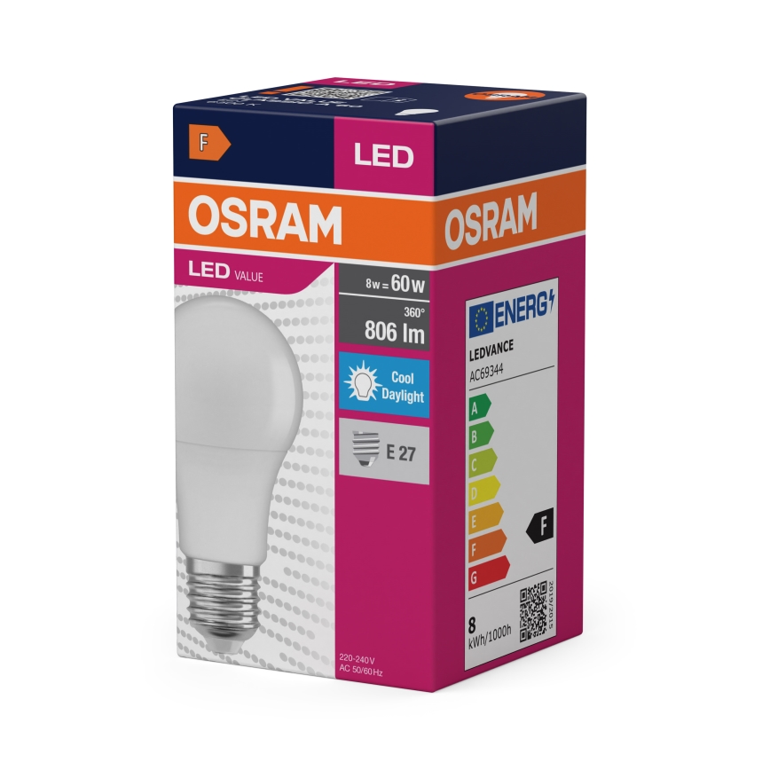 Żarówka LED A60 E27/8W/230V 6500K - Osram