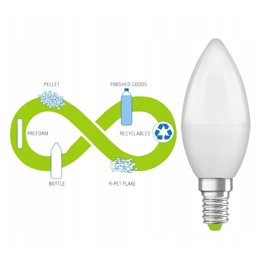 Żarówka LED z recyklingowanego plastiku B40 E14/4,9W/230V 2700K - Ledvance