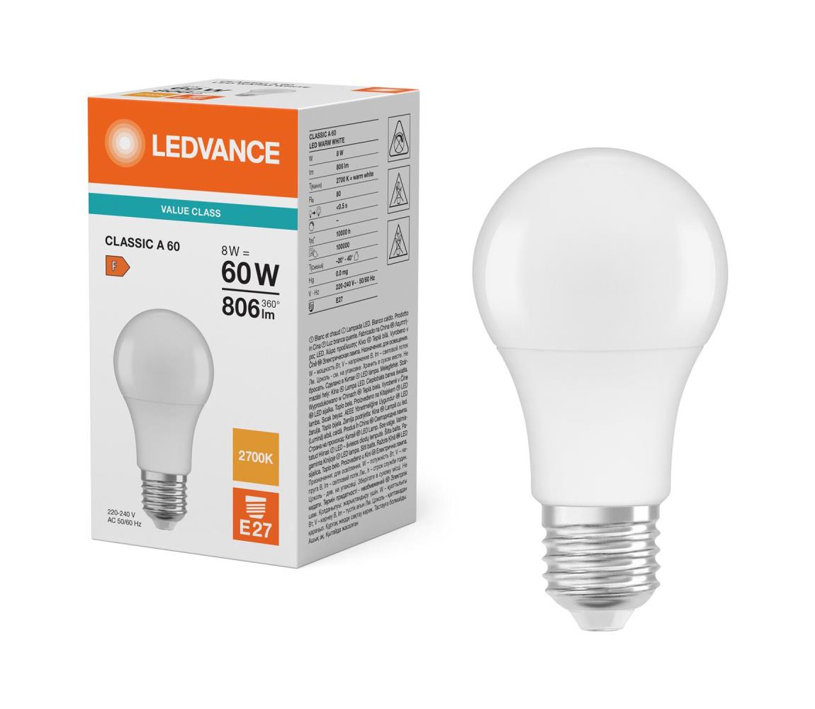 Żarówka LED CLASSIC A60 E27/8W/230V 2700K - Ledvance