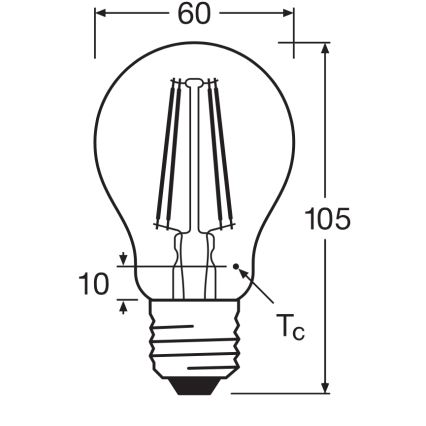 Żarówka LED CLASSIC FILAMENT A60 E27/7,5W/230V 2700K - Ledvance