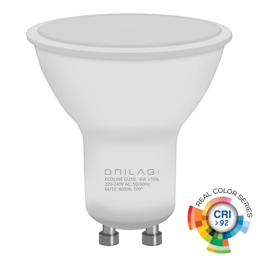 Żarówka LED ECOLINE GU10/6W/230V 4000K CRI 92 - Brilagi