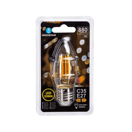 Żarówka LED FILAMENT C35 E27/8W/230V 2200K - Aigostar