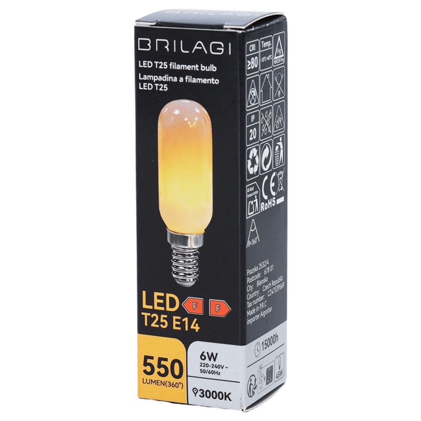 Żarówka LED filamentowa T25 E14/6W/230V 3000K - BRILAGI