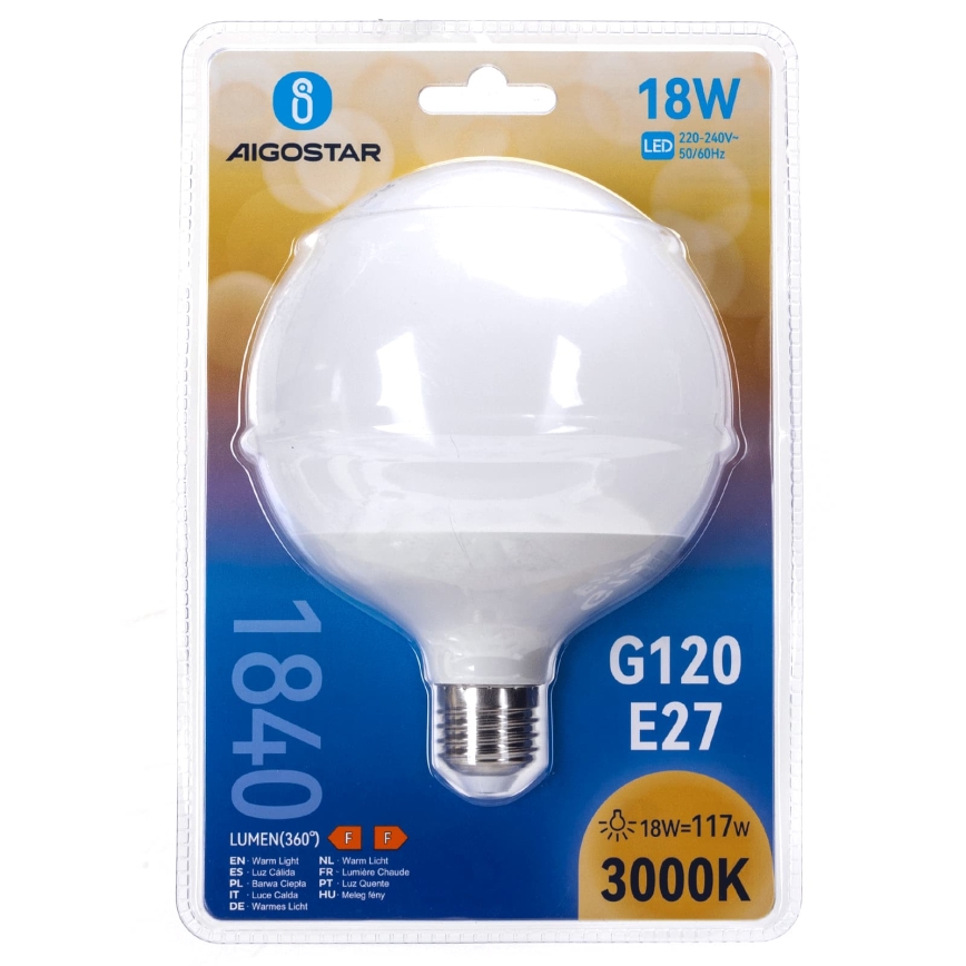 Żarówka LED G120 E27/18W/230V 3000K - Aigostar