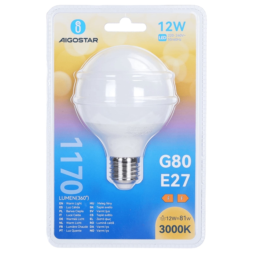 Żarówka LED G80 E27/12W/230V 3000K - Aigostar