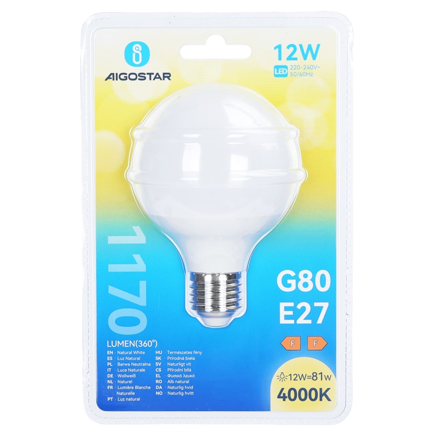 Žarówka LED G80 E27/12W/230V 4000K - Aigostar