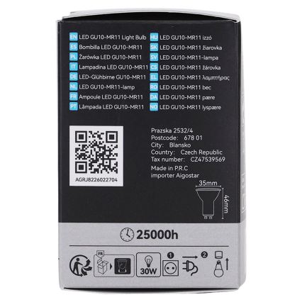 Žarówka LED MR11 GU10/4W/230V 3000K czarna - BRILAGI