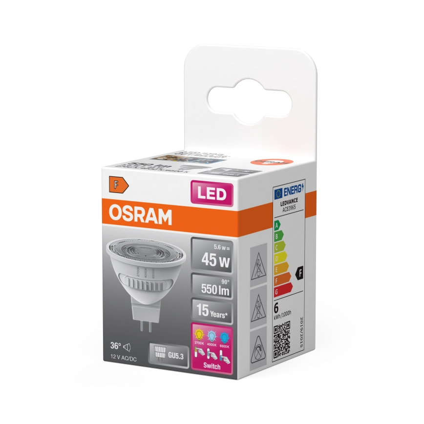 Žarówka LED MR16 GU5,3/5,6W/12V 2700/4000/6500K 36° - Osram
