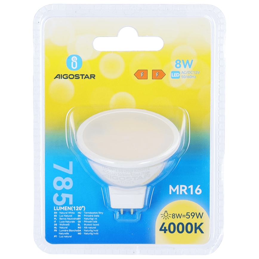 Żarówka LED MR16 GU5,3/8W/12V 4000K - Aigostar
