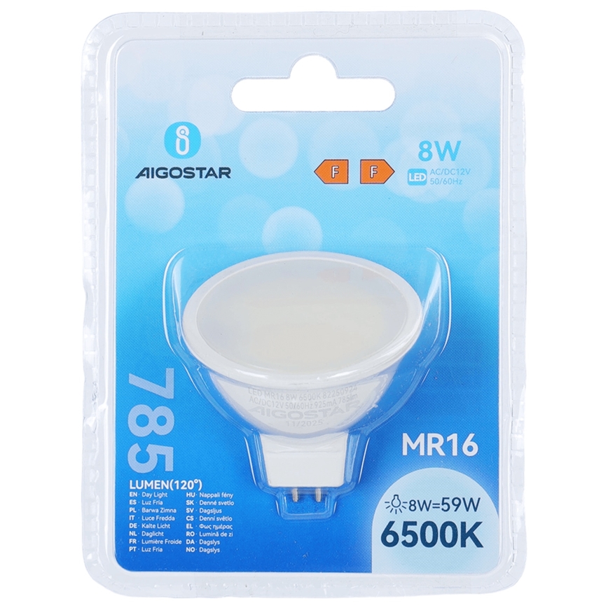 Żarówka LED MR16 GU5,3/8W/12V 6500K - Aigostar
