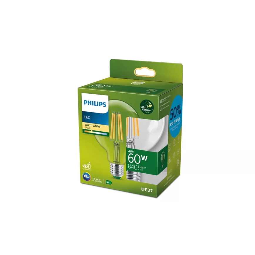 Žarówka LED Philips ULTRAEFFICIENT VINTAGE G95 E27/4W/230V 2700K