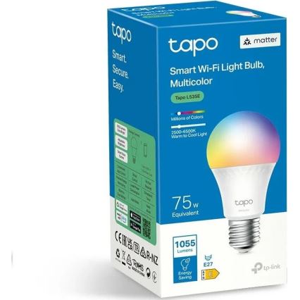LED RGBW ściemnialna żarówka MATTER A60 E27/8,6W/230V 2500-6500K Wi-Fi - TP-Link