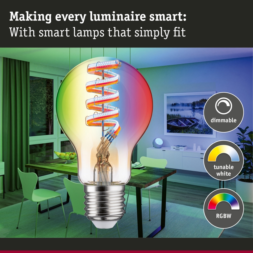 Żarówka LED RGBW ściemnialna FILAMENT E27/6,3W/230V 2200-6500K - Paulmann 29156