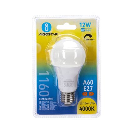 Żarówka LED ściemnialna A60 E27/12W/230V 4000K - Aigostar