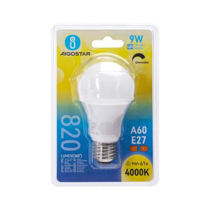 Žarówka LED ściemnialna A60 E27/9W/230V 4000K - Aigostar