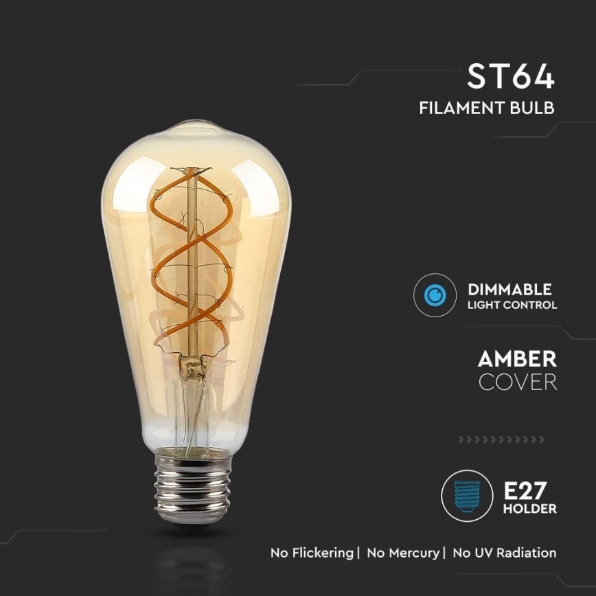 Żarówka LED ściemnialna FILAMENT ST64 E27/4,8W/230V 1800K