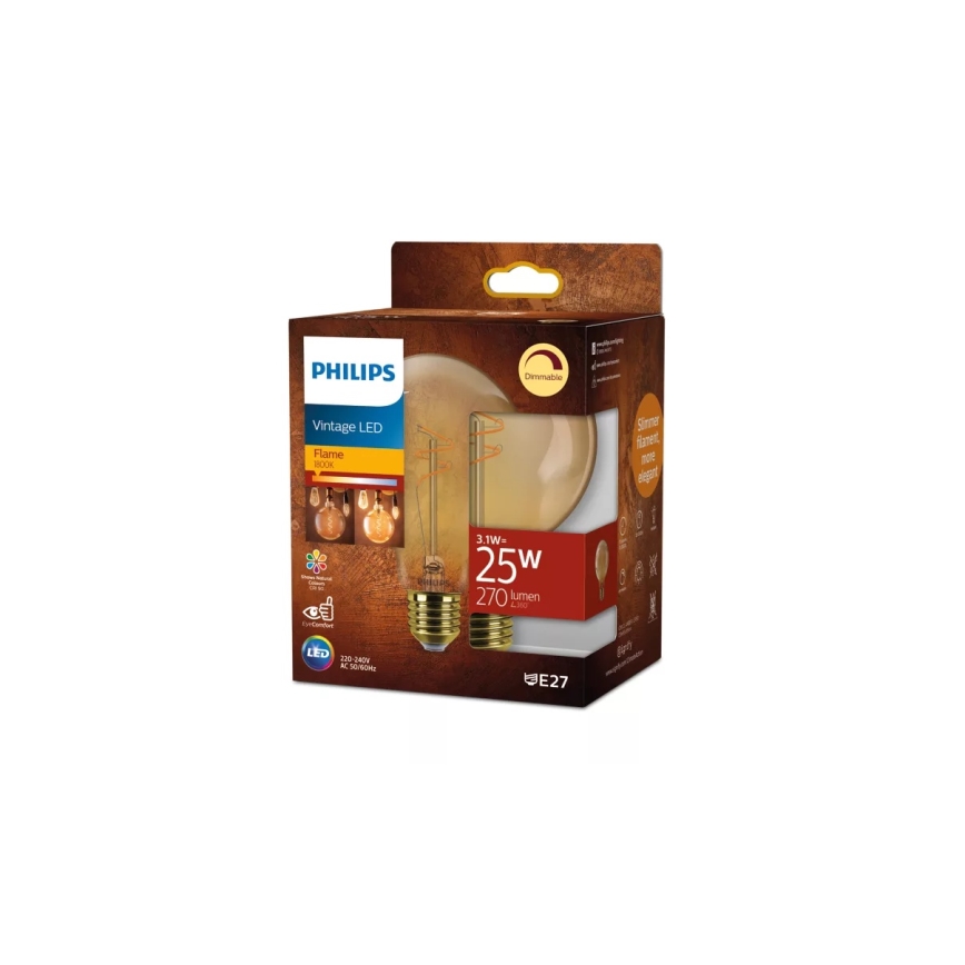 Żarówka LED ściemnialna VINTAGE Philips G95 E27/3,1W/230V 1800K
