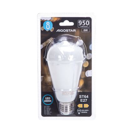 Žarówka LED ST64 E27/8W/230V 330° 6500K - Aigostar