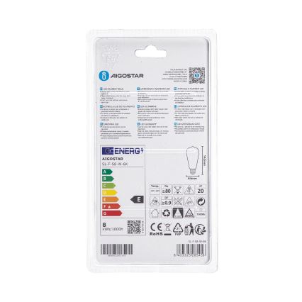 Żarówka LED ST64 E27/8W/230V 6500K - Aigostar