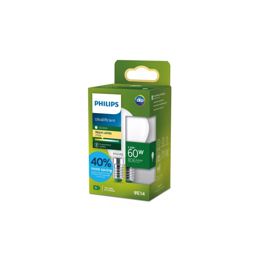 Żarówka LED ULTRAEFFICIENT Philips P45 E14/3,8W/230V 2700K