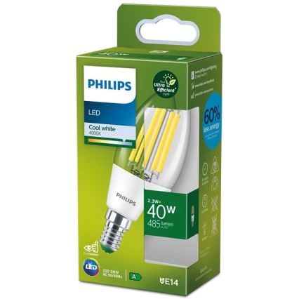 Żarówka LED ULTRAEFFICIENT VINTAGE Philips B35 E14/2,3W/230V 4000K