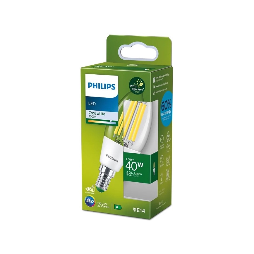 Żarówka LED ULTRAEFFICIENT VINTAGE Philips B35 E14/2,3W/230V 4000K