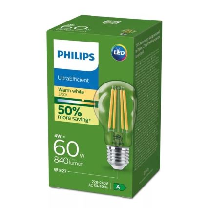 Żarówka LED ULTRAEFFICIENT VINTAGE Philips E27/4W/230V 2700K