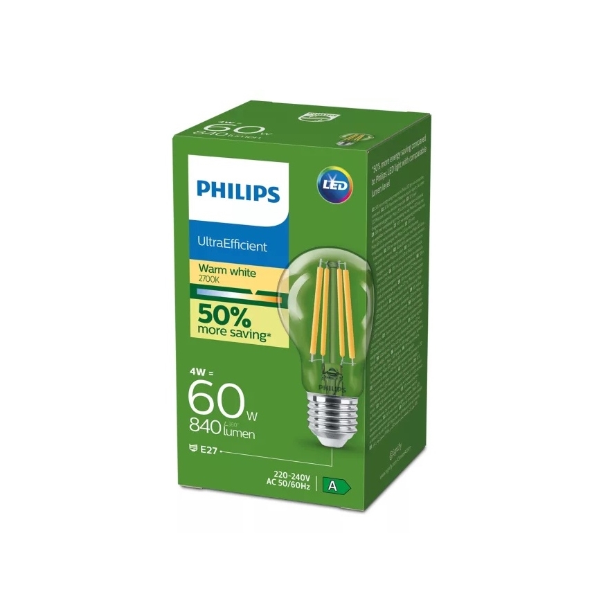 Żarówka LED ULTRAEFFICIENT VINTAGE Philips E27/4W/230V 2700K
