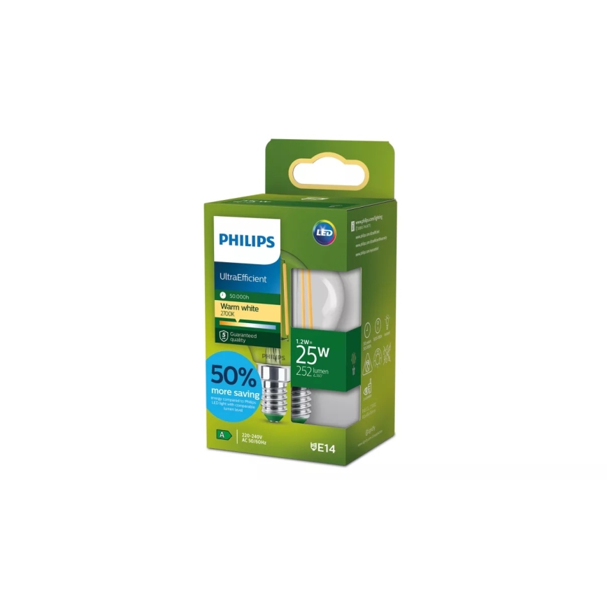 Żarówka LED ULTRAEFFICIENT VINTAGE Philips P45 E14/1,2W/230V 2700K