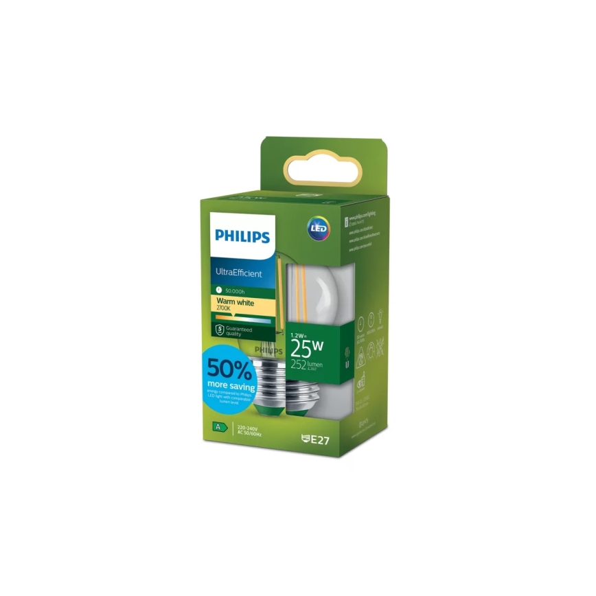 Żarówka LED ULTRAEFFICIENT VINTAGE Philips P45 E27/1,2W/230V 2700K